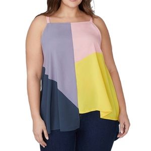 Lane Bryant Tank Top Colorblock Asymmetrical